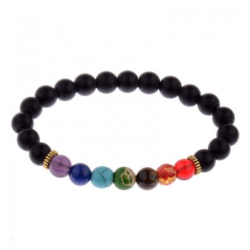 Amader 18 Style Women 7 Chakra Bracelet Black Lava Healing Balance Beads Buddha Prayer Natural Stone Yoga Bracelet Charm Men