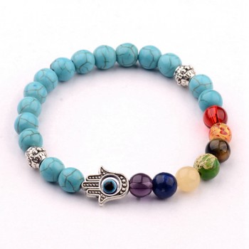 Amader 18 Style Women 7 Chakra Bracelet Black Lava Healing Balance Beads Buddha Prayer Natural Stone Yoga Bracelet Charm Men