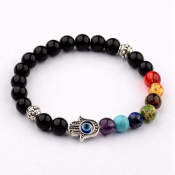 Amader 18 Style Women 7 Chakra Bracelet Black Lava Healing Balance Beads Buddha Prayer Natural Stone Yoga Bracelet Charm Men
