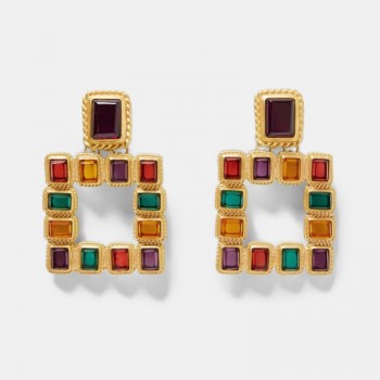 Dvacaman Bohemain ZA Crystal Water Drop Earrings Women Colorful Resin Statement Earrings Handmade Wedding Party Jewelry Bijoux