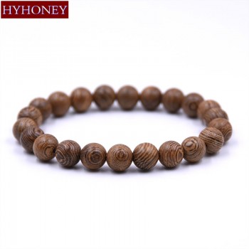 HYHONEY 8MM beads Men Jewelry Buddhist Prayerartificial Wood Beads Buddha Bracelet men Bijoux