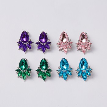 Womens fashion earrings New arrival brand sweet metal with gems stud crystal earring for women girls E379 381 382 397