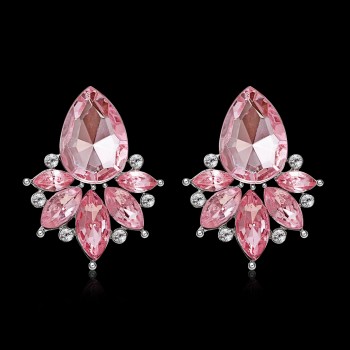 Womens fashion earrings New arrival brand sweet metal with gems stud crystal earring for women girls E379 381 382 397