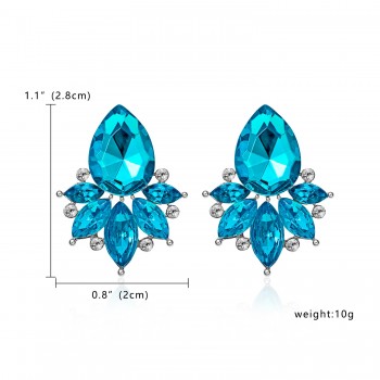 Womens fashion earrings New arrival brand sweet metal with gems stud crystal earring for women girls E379 381 382 397