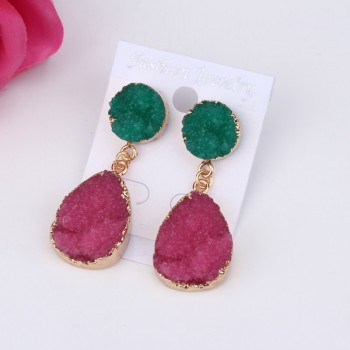 1Pair Fashion Resin Stone Water Drop Earrings For Women Beautiful Gold Color Dangle Earring Jewelry pendientes mujer moda