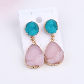 1Pair Fashion Resin Stone Water Drop Earrings For Women Beautiful Gold Color Dangle Earring Jewelry pendientes mujer moda