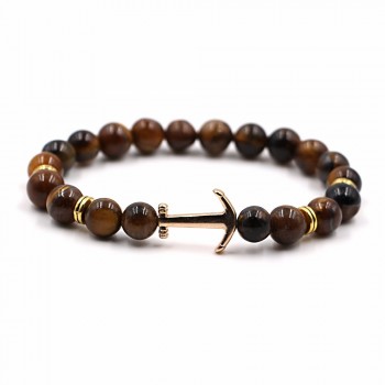 Hot 8 Colors Natural Stone Anchor Bracelet Arrow White Black Onyx Lava Beads Bracelets For Women Men Jewelry Pulseira