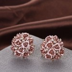 2018 Fashion Blue Black Round Bouquet Crystal Rose Gold Wedding Flower Rhinestone Stud Earrings For Women Jewelry Earring Set