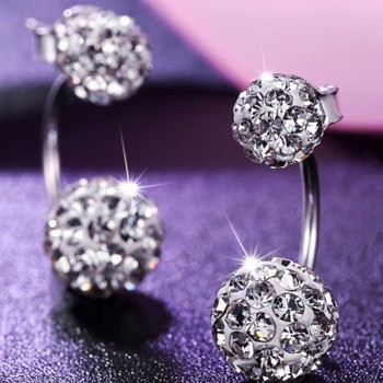 Women s Luxury Shambhala Crystal Ball Stud Earrings Fashion Silver Plated Jewelry Temperament Princess Stud Earrings 2017 New