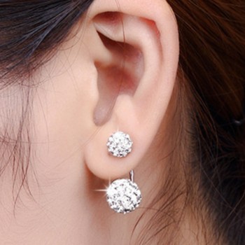 Women s Luxury Shambhala Crystal Ball Stud Earrings Fashion Silver Plated Jewelry Temperament Princess Stud Earrings 2017 New