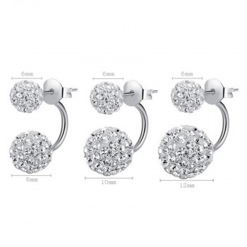 Women s Luxury Shambhala Crystal Ball Stud Earrings Fashion Silver Plated Jewelry Temperament Princess Stud Earrings 2017 New