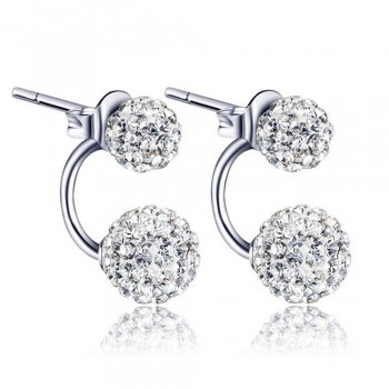 Women s Luxury Shambhala Crystal Ball Stud Earrings Fashion Silver Plated Jewelry Temperament Princess Stud Earrings 2017 New