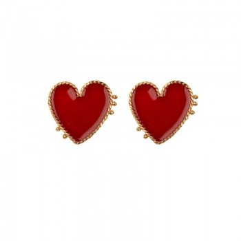 2019 New Design Punk Gold Edge Red Acrylic Heart Stud Earrings For Women Bohemian Big Stud Earring Christmas Jewelry Gift