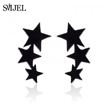 SMJEL Star Earrings Punk Stud Earring Rose Gold Color Earings Stainless Steel Earrings For Women Jewelry Wholesale Oorbellen