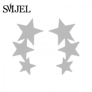 SMJEL Star Earrings Punk Stud Earring Rose Gold Color Earings Stainless Steel Earrings For Women Jewelry Wholesale Oorbellen