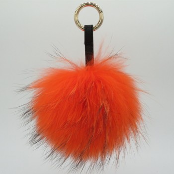 Luxury 15cm Fluffy Raccoon Fur Ball Keychain Real Fur Keychain Pom pom Key Chain Pompom Keyring Charm Women Bag Pendant Dec