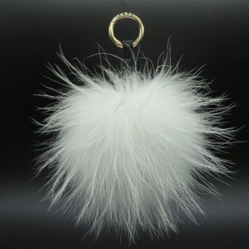 Luxury 15cm Fluffy Raccoon Fur Ball Keychain Real Fur Keychain Pom pom Key Chain Pompom Keyring Charm Women Bag Pendant Dec
