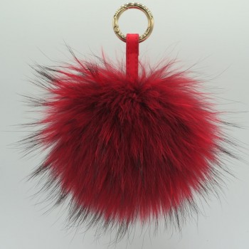 Luxury 15cm Fluffy Raccoon Fur Ball Keychain Real Fur Keychain Pom pom Key Chain Pompom Keyring Charm Women Bag Pendant Dec