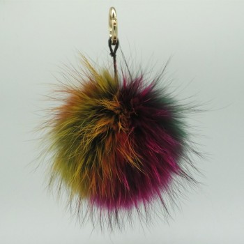 Luxury 15cm Fluffy Raccoon Fur Ball Keychain Real Fur Keychain Pom pom Key Chain Pompom Keyring Charm Women Bag Pendant Dec