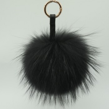 Luxury 15cm Fluffy Raccoon Fur Ball Keychain Real Fur Keychain Pom pom Key Chain Pompom Keyring Charm Women Bag Pendant Dec