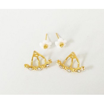 Korean-Style Daisy Flower Back Hanging Stud/Post Earrings Ear Acupuncture Sell like Hot Cakes Exaggerated Earrings Allergy Frien