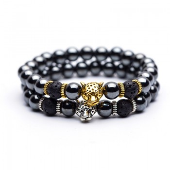 Natural stone beaded bracelets men High quality Black Skeleton Crown Natural stone Colorful beaded Tiger Eye for women amp; men