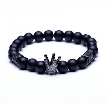 Natural stone beaded bracelets men High quality Black Skeleton Crown Natural stone Colorful beaded Tiger Eye for women amp; men