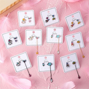 2018 Korean Cute animal Unicorn stud Earrings sweet star heart shape Pentagram Spaceship long Earrings for women fashion jewelry