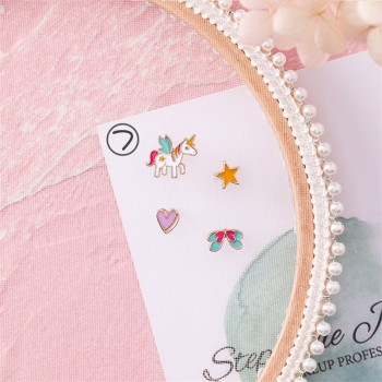 2018 Korean Cute animal Unicorn stud Earrings sweet star heart shape Pentagram Spaceship long Earrings for women fashion jewelry
