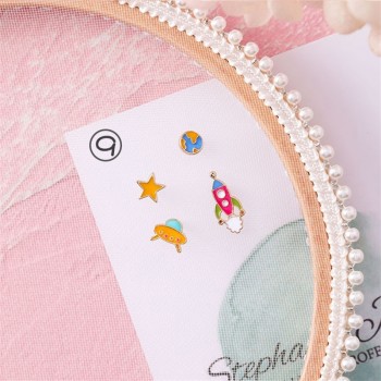 2018 Korean Cute animal Unicorn stud Earrings sweet star heart shape Pentagram Spaceship long Earrings for women fashion jewelry