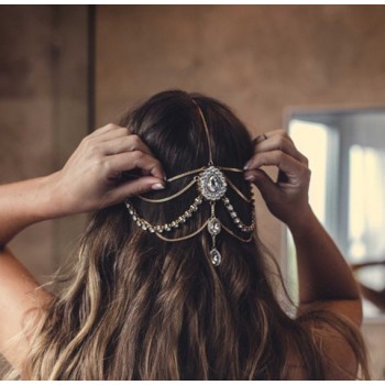 Full Crystal Diamante head band hair jewelry wedding bridal head Jewelry,head chain birthday gift boho