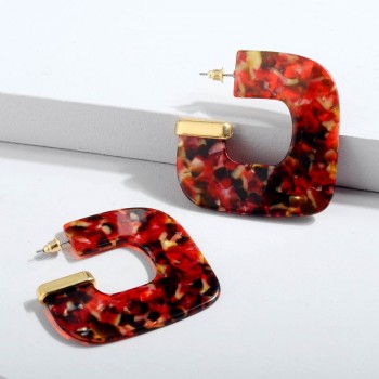 Vintage Fashion Women Acrylic Geometric Big Earrings Trendy Leopard Print Resin Statement Earrings Statement Jewelry Party Gift