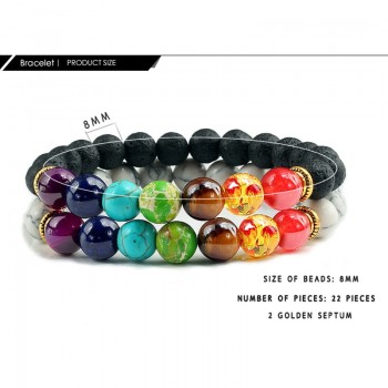 Natural 2Pcs/Set Natural Stone 7 Chakra Bracelets amp; Bangles Lava Healing Yoga Balance Beads Reiki Buddha Prayer Bracelet Jewelry