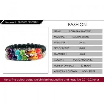 Natural 2Pcs/Set Natural Stone 7 Chakra Bracelets amp; Bangles Lava Healing Yoga Balance Beads Reiki Buddha Prayer Bracelet Jewelry