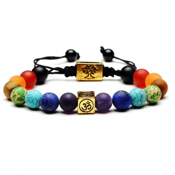DIEZI Christmas Gift 7 Chakra Tree Of Life Charm Bracelets Multicolor Beads Stones Weave Rope Bracelet Women Men Yoga Bracelets