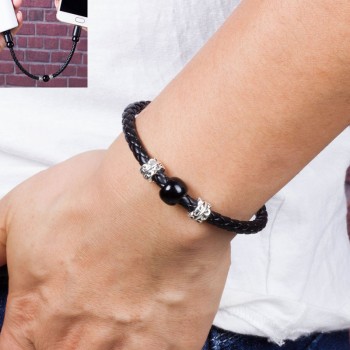 1pc New Smart Jewelry Beads Wrist Band USB Charging Charger Data Cable for IPhone Huawei TypeC Mirco USB Hand-knitted Bracelets