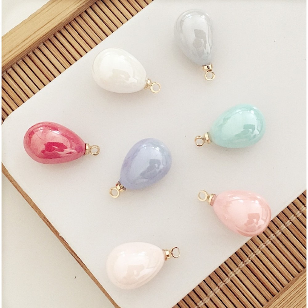 Fashion Water Drop Pearl Enamel Pendants Floating Charms For Jewelry Making Diy Tassel Earrings Accessories