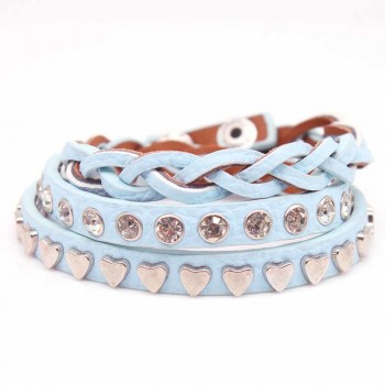 2018 New Fashion Crystal Leather Bracelet for Women Brand Fashion Punk Wide Rivet Cuff Women Men Jewelry Accessory
