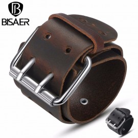Handmade Fashion Wide Genuine Brown / Black Cuff Leather Bracelet amp; Bangles Braided Wristband Unisex Adjustable Men Jewerly