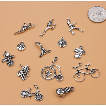 24 types Mixed Antique Silver European Bracelets Charm Pendants Jewelry Making Findings DIY Charms Handmade