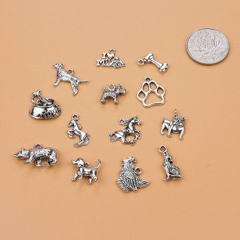 24 types Mixed Antique Silver European Bracelets Charm Pendants Jewelry Making Findings DIY Charms Handmade