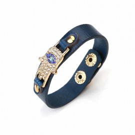 Lucky Evil Eye New Amulet Bracelet PU Leather Bracelet 4 Colors Zinc Alloy Evil Eye Hamsa Pendent Bracelet For Men Women Fashion