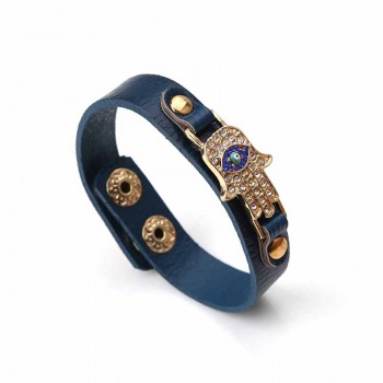 Lucky Evil Eye New Amulet Bracelet PU Leather Bracelet 4 Colors Zinc Alloy Evil Eye Hamsa Pendent Bracelet For Men Women Fashion