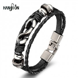 XiongHang Brand New Fashion Genuine Leather Hook Bracelets For Men Popular Knight Courage Bandage Charm Hook Bracelets.