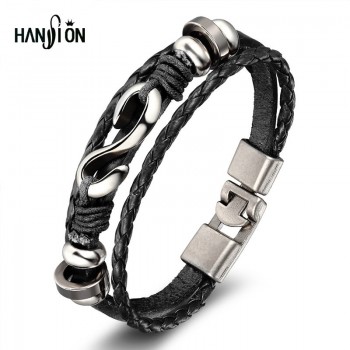 XiongHang Brand New Fashion Genuine Leather Hook Bracelets For Men Popular Knight Courage Bandage Charm Hook Bracelets.