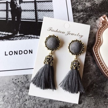 Cotton Tassel Earrings Fashion Jewelry Tiny Small Dangle Earring For Women Vintage Geometric Round Boho Gothic Bijoux Femme 2018