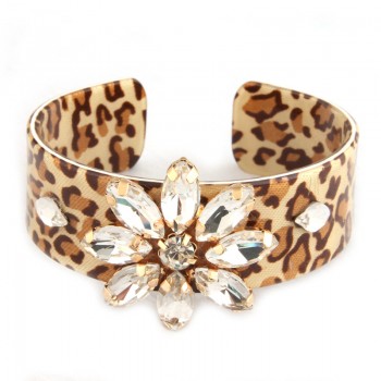 NeeFuWoFu Coffee Tiger printing Resin Bracelets Bangles Woman Open Gradient Manual for National Wind Charm Jewelry Gift