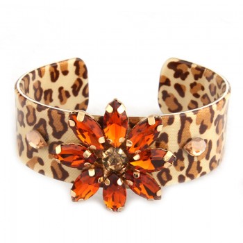 NeeFuWoFu Coffee Tiger printing Resin Bracelets Bangles Woman Open Gradient Manual for National Wind Charm Jewelry Gift