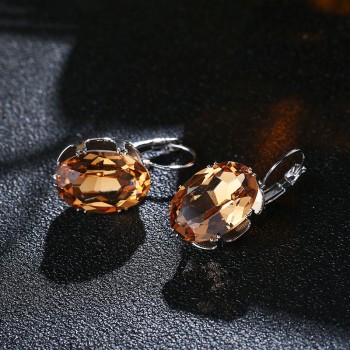 CARSINEL 5 Colors Big Oval Zircon Hoop Earrings for Women Fashion 13*18mm CZ Indian Fringe Circle Earing Bijoux Girls Gifts