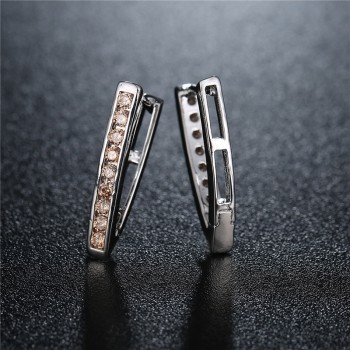 CARSINEL Fashion Triangle Hoop Earrings for Women Silver color AAA Cubic Zircon Jewelry Earrings Birthday Gift ER0288